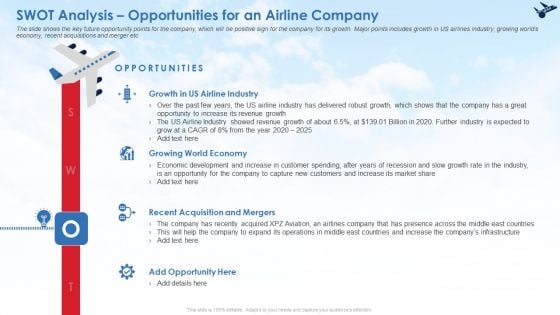 SWOT Analysis Opportunities For An Airline Company Ppt Outline Design Inspiration PDF