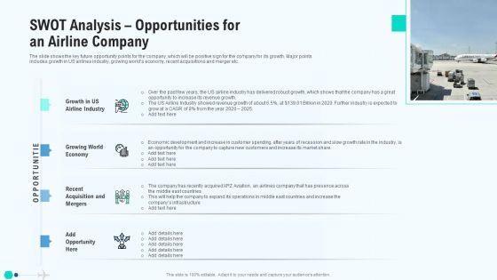 SWOT Analysis Opportunities For An Airline Company Summary PDF