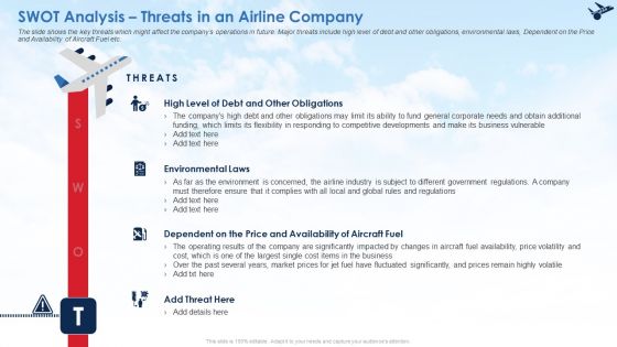 SWOT Analysis Threats In An Airline Company Ppt File Outline PDF