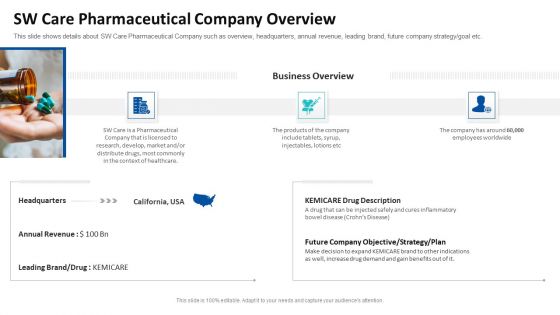 SW Care Pharmaceutical Company Overview Ppt Styles Grid PDF