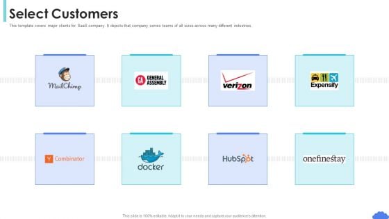 Saas Sales Pitch Deck Select Customers Ppt File Ideas PDF