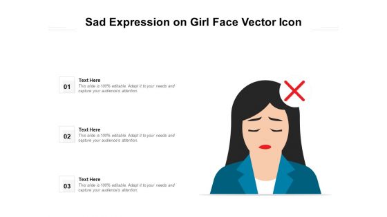 Sad Expression On Girl Face Vector Icon Ppt PowerPoint Presentation Gallery Professional PDF