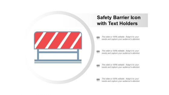 Safety Barrier Icon With Text Holders Ppt Powerpoint Presentation Model Background Designs