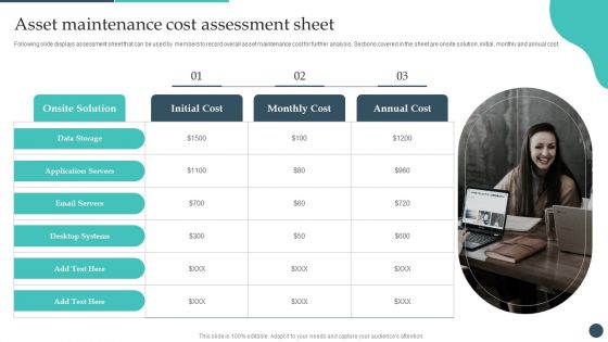 Safety Breach Response Playbook Asset Maintenance Cost Assessment Sheet Demonstration PDF