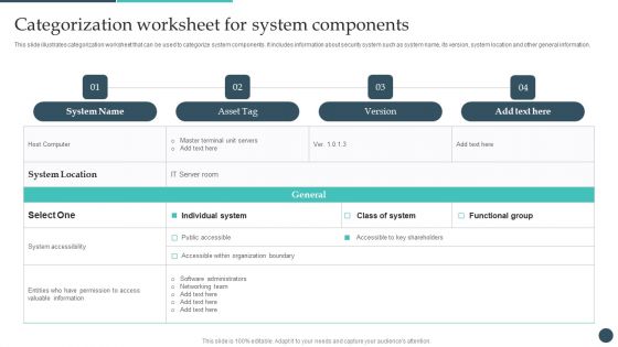 Safety Breach Response Playbook Categorization Worksheet For System Components Sample PDF