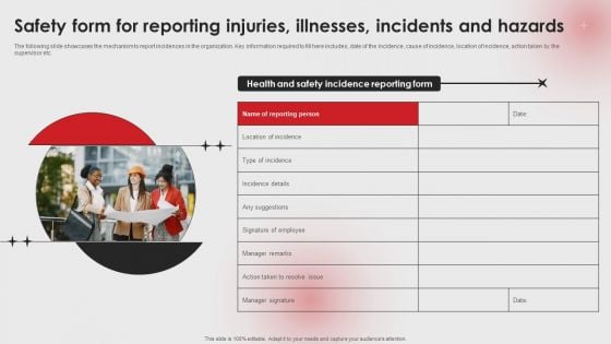 Safety Form For Reporting Injuries Illnesses Incidents And Hazards Ppt PowerPoint Presentation File Inspiration PDF