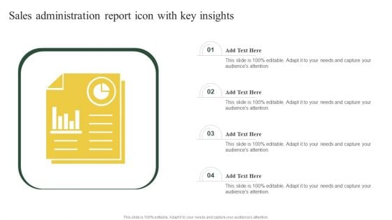 Sales Administration Report Icon With Key Insights Ppt PowerPoint Presentation Ideas Tips PDF