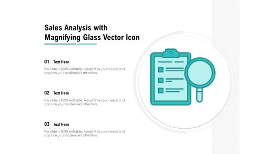 Sales Analysis With Magnifying Glass Vector Icon Ppt PowerPoint Presentation File Inspiration PDF