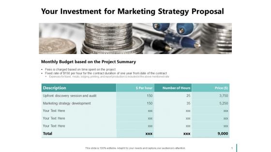 Sales And Business Development Action Plan Your Investment For Marketing Strategy Proposal Ppt Icon Samples PDF