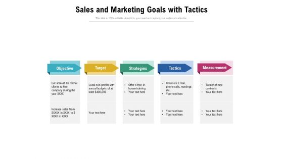 Sales And Marketing Goals With Tactics Ppt PowerPoint Presentation Gallery Brochure PDF