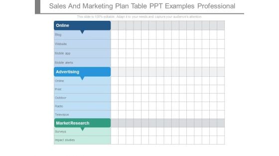 Sales And Marketing Plan Table Ppt Examples Professional