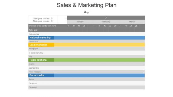 Sales And Marketing Plan Template 1 Ppt PowerPoint Presentation Inspiration