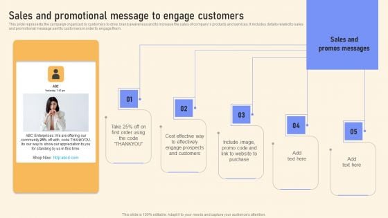 Sales And Promotional Message To Engage Customers Ppt PowerPoint Presentation File Example File PDF