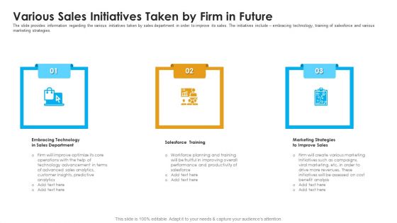 Sales Assistance Boost Overall Efficiency Various Sales Initiatives Taken By Firm In Future Background PDF