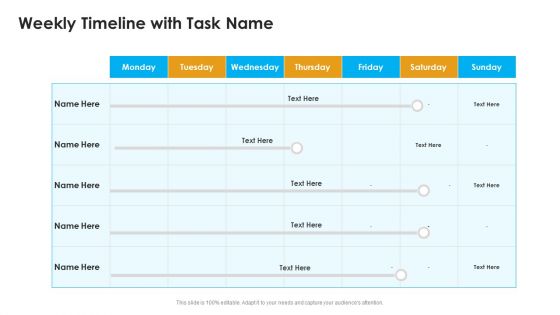 Sales Assistance Boost Overall Efficiency Weekly Timeline With Task Name Diagrams PDF