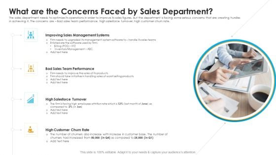 Sales Assistance Boost Overall Efficiency What Are The Concerns Faced By Sales Department Graphics PDF