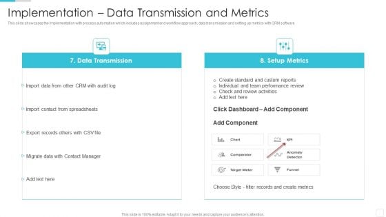 Sales CRM Cloud Solutions Deployment Implementation Data Transmission And Metrics Brochure PDF