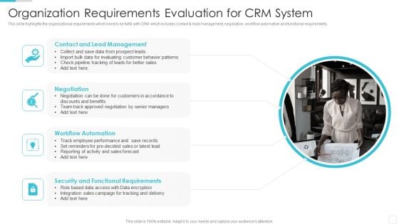 Sales CRM Cloud Solutions Deployment Organization Requirements Evaluation For CRM System Introduction PDF