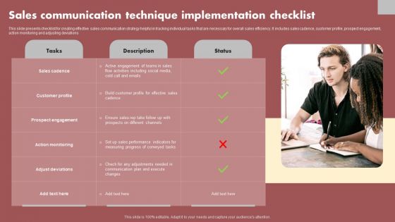 Sales Communication Technique Implementation Checklist Infographics PDF