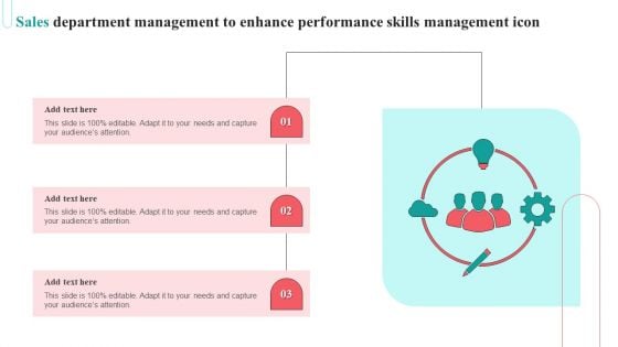 Sales Department Management To Enhance Performance Skills Management Icon Summary PDF