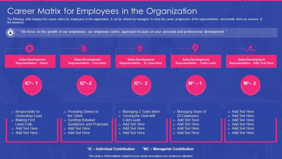 Sales Development Representative Playbook Career Matrix For Employees In The Organization Introduction PDF Sales Development Representative Playbook Career Matrix For Employees In The Organization Introduction PDF