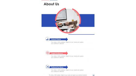 Sales Discussion Proposal About Us One Pager Sample Example Document