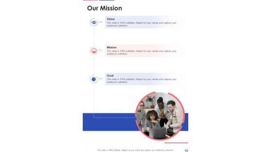 Sales Discussion Proposal Our Mission One Pager Sample Example Document