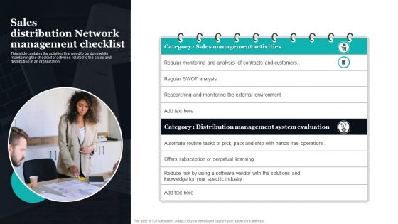 Sales Distribution Network Management Checklist Ppt PowerPoint Presentation Styles Objects PDF