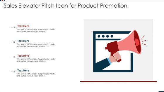 Sales Elevator Pitch Icon For Product Promotion Inspiration PDF