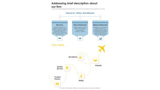 Sales For Commercial Aviation Service Company Addressing Brief Description One Pager Sample Example Document Sales For Commercial Aviation Service Company Addressing Brief Description One Pager Sample Example Document