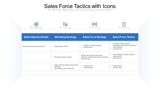 Sales Force Tactics With Icons Ppt PowerPoint Presentation Layouts Show PDF