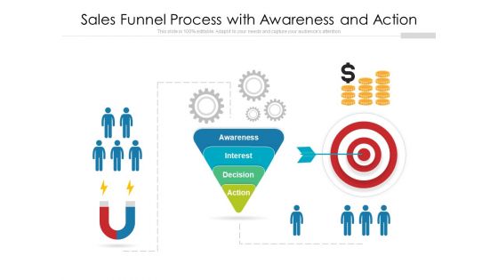 Sales Funnel Process With Awareness And Action Ppt PowerPoint Presentation File Show PDF