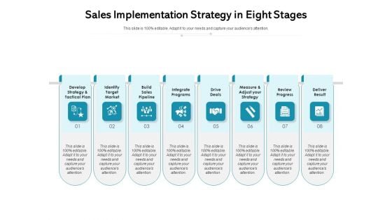 Sales Implementation Strategy In Eight Stages Ppt PowerPoint Presentation Gallery Rules PDF