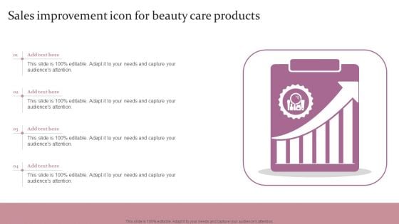 Sales Improvement Icon For Beauty Care Products Ppt Outline Slide Portrait PDF