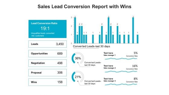Sales Lead Conversion Report With Wins Ppt PowerPoint Presentation Pictures Brochure PDF