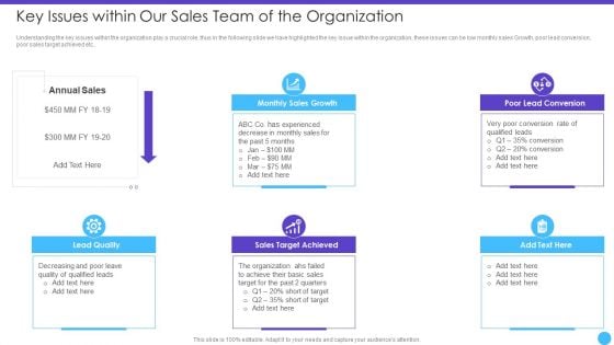 Sales Lead Qualification Rating Framework Key Issues Within Our Sales Team Of The Organization Inspiration PDF