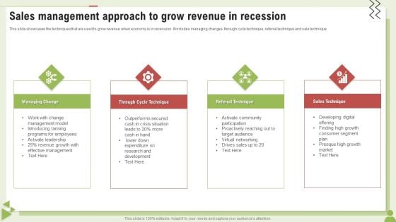 Sales Management Approach To Grow Revenue In Recession Ppt PowerPoint Presentation Outline Information PDF