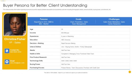 Sales Management Playbook Buyer Persona For Better Client Understanding Portrait PDF