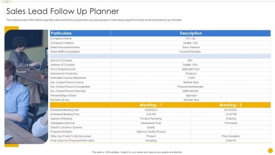 Sales Management Playbook Sales Lead Follow Up Planner Diagrams PDF