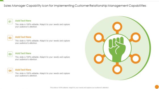 Sales Manager Capability Icon For Implementing Customer Relationship Management Capabilities Template PDF