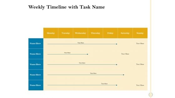 Sales Optimization Best Practices To Close More Deals Weekly Timeline With Task Name Graphics PDF