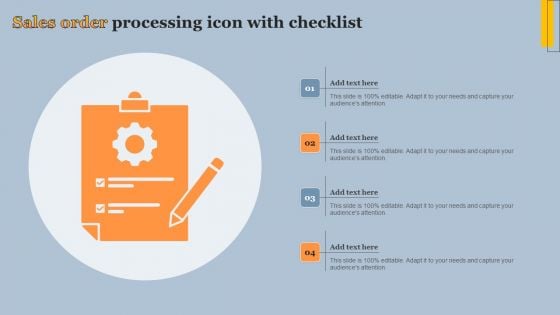 Sales Order Processing Icon With Checklist Slides PDF