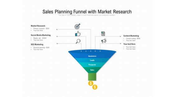 Sales Planning Funnel With Market Research Ppt PowerPoint Presentation File Clipart PDF