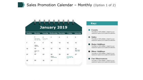 Sales Promotion Calendar Monthly Ppt PowerPoint Presentation Pictures Clipart