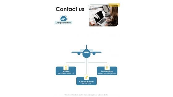 Sales Proposal For Commercial Aviation Service Company Contact Us One Pager Sample Example Document