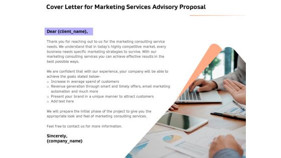 Sales Strategy Consulting Cover Letter For Marketing Services Advisory Proposal Microsoft PDF