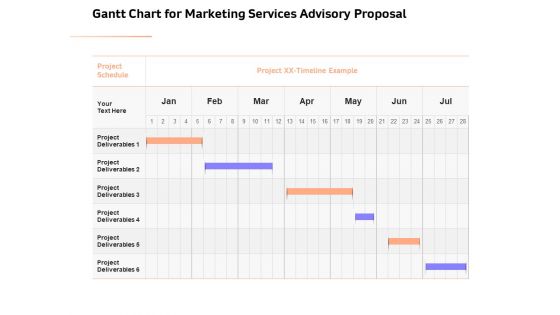 Sales Strategy Consulting Gantt Chart For Marketing Services Advisory Proposal Elements PDF