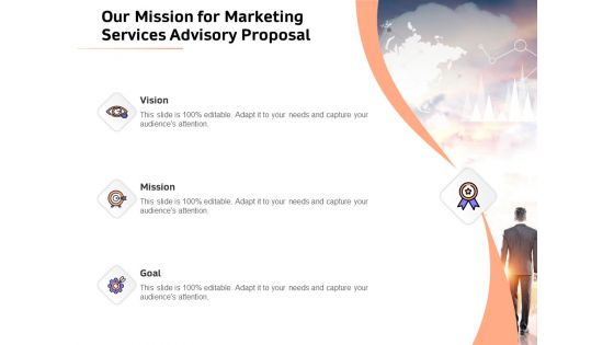 Sales Strategy Consulting Our Mission For Marketing Services Advisory Proposal Template PDF