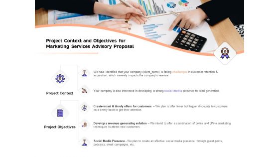 Sales Strategy Consulting Project Context And Objectives For Marketing Services Advisory Proposal Inspiration PDF