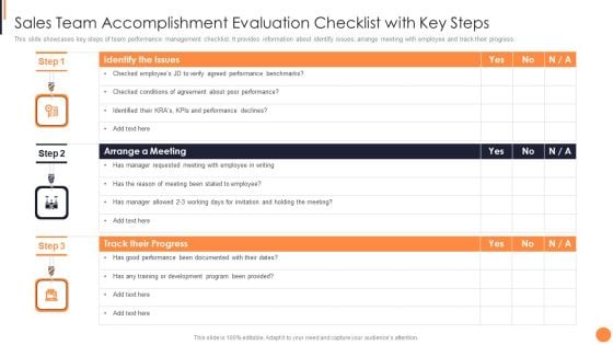 Sales Team Accomplishment Evaluation Checklist With Key Steps Designs PDF Sales Team Accomplishment Evaluation Checklist With Key Steps Designs PDF